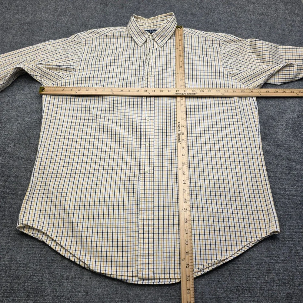 Ralph Lauren Yarmouth Shirt Mens 17 34/35‎ Yellow Navy Check Oxford Button Down